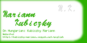 mariann kubiczky business card